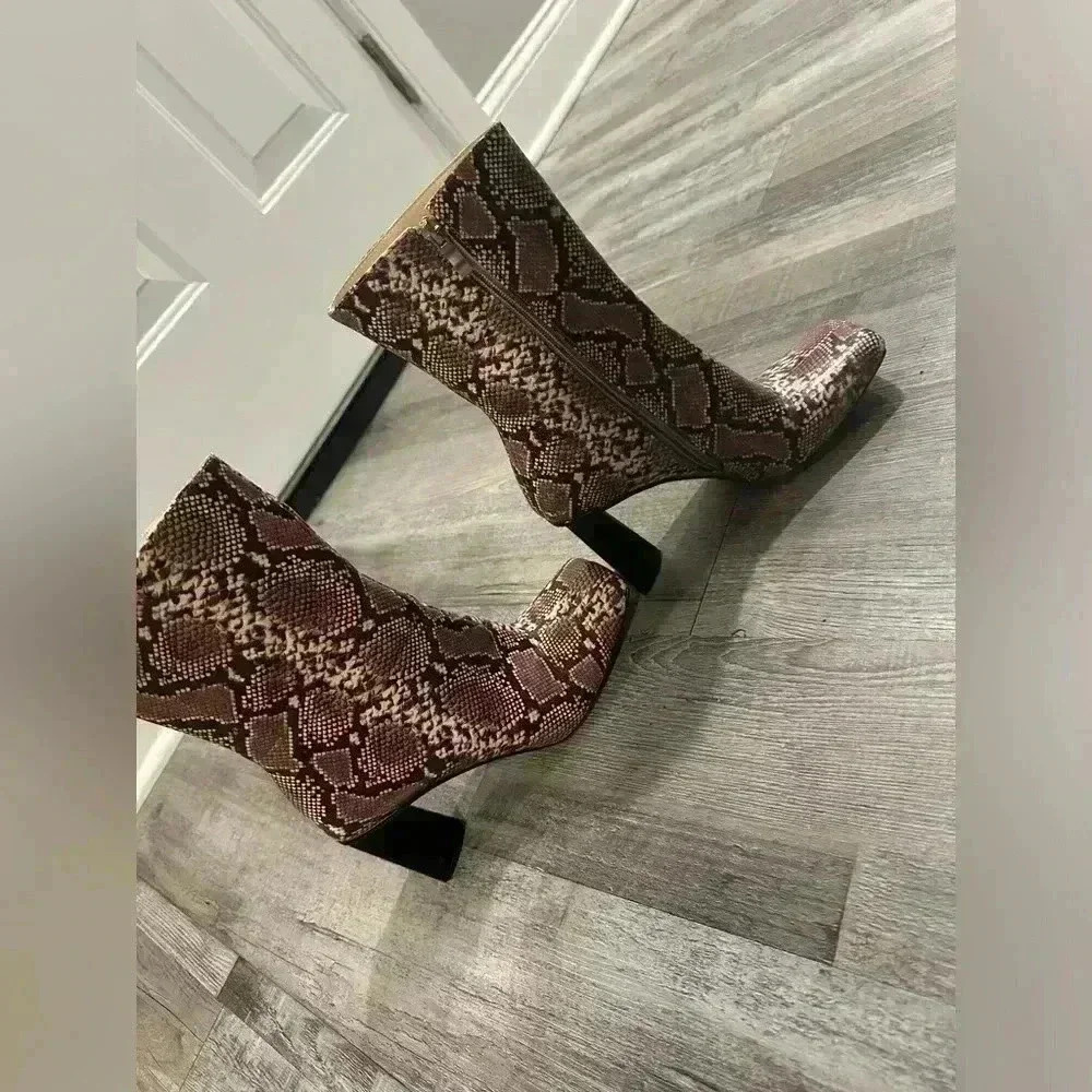 Pretty Little Thing Snake Skin Patterned Boots